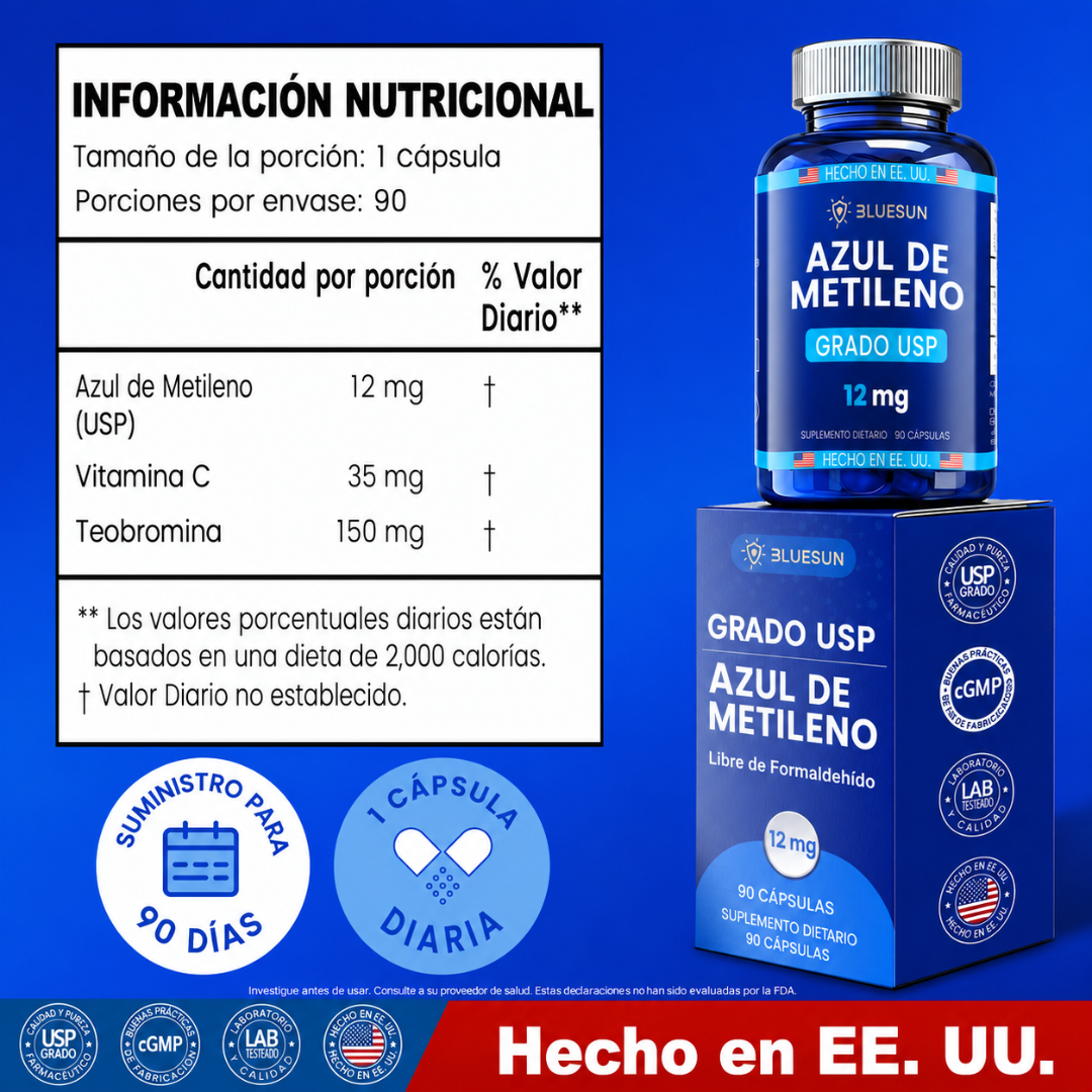 Bluesun®-  Apoyo para la Neuropatía Azul de metileno en cápsulas
